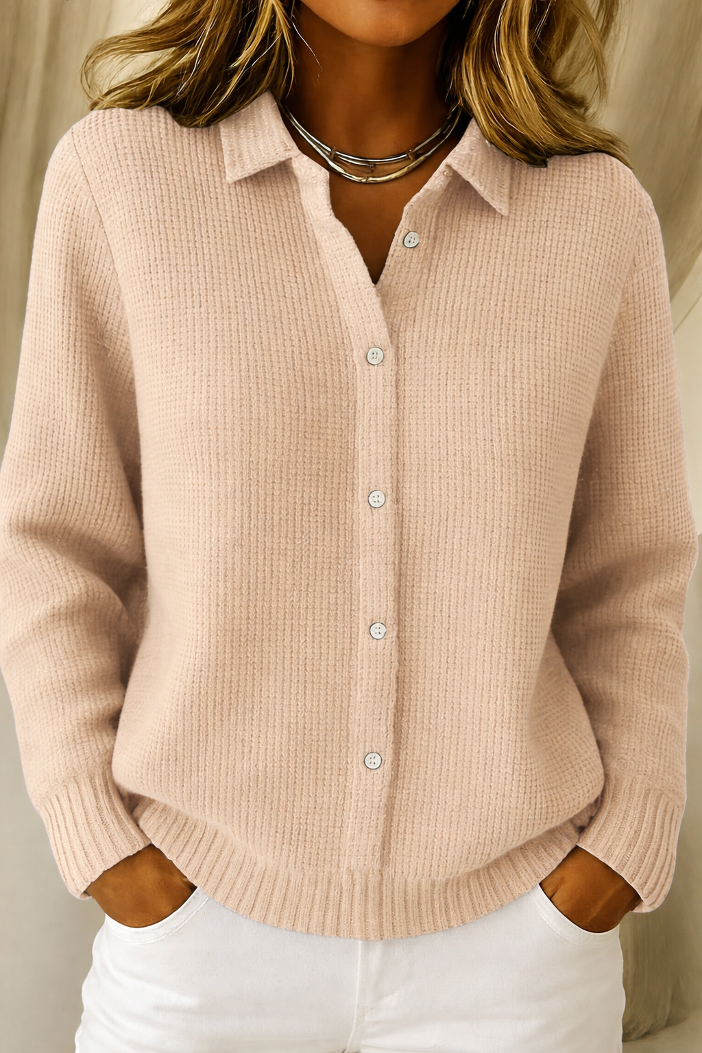 Camisa elegante de punto con botones